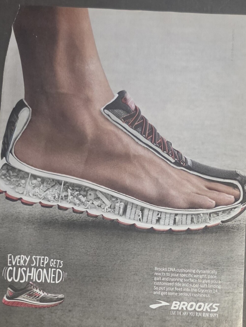 Classic Brooks Black White Red Running Shoe Print ad